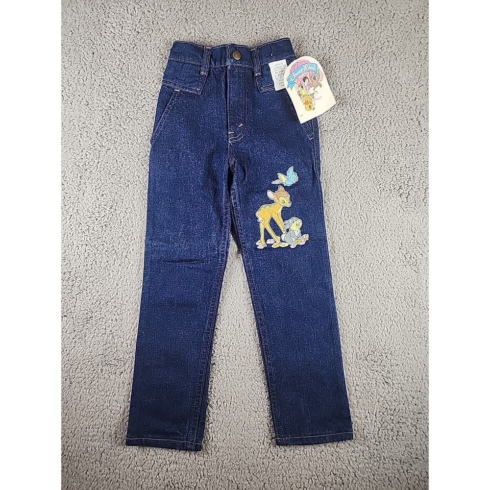Vintage Disney Magic Bambi Thumper Jeans Kids 6 Slim Dark Wash Denim Made in USA